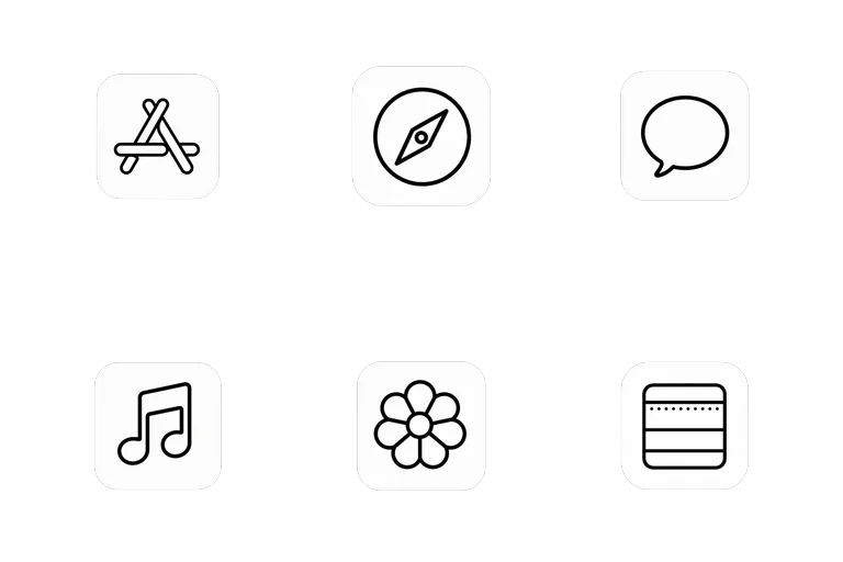 Preview of the Pure Line Mac icon theme across apps and folders