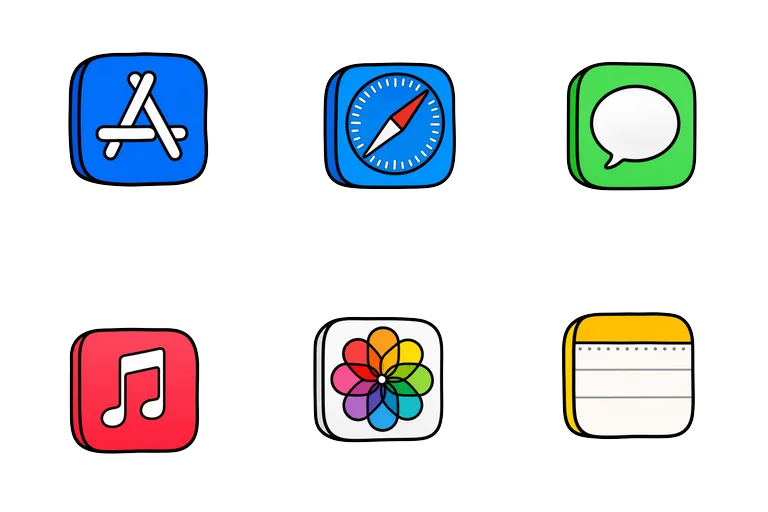 Preview of the Wobble Pop Mac icon theme across apps and folders